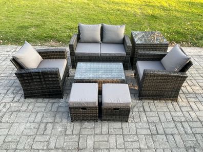 Fimous Polyrattan Gartenmöbel Set mit Couchtisch Sofa Beistelltische