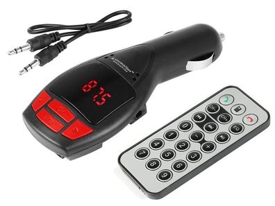 LCD-FM-MP3 Transmitter, SD/ MMC-Slot, Bluetooth + A2DP, USB 1A