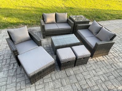 Fimous Polyrattan Gartenmöbel Set 8-Sitzer Garten Sofa Stuhl Set