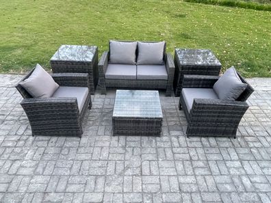Fimous Garten Lounge Set Polyrattan Gartenmöbel Set mit Stuhl Beistelltische
