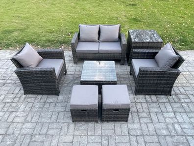 Fimous Garten Lounge Set Polyrattan Gartenmöbel Set mit Stuhl Dunkelgrau Gemischt