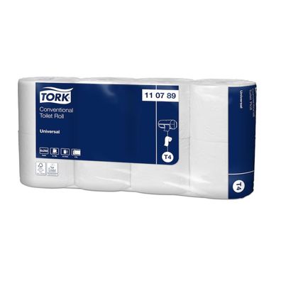 Tork 110789 Kleinrollen-Toilettenpapier Universal T4 2-lagig 30m | Karton (64 Rollen)