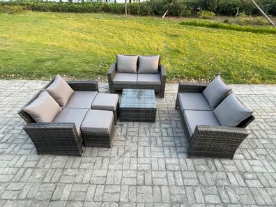 Fimous Garten Lounge Set Polyrattan Gartenmöbel Set mit Quadratisch Couchtisch