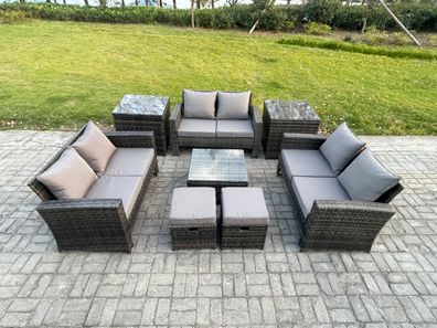 Fimous Garten Lounge Set Polyrattan Gartenmöbel Set mit Beistelltische