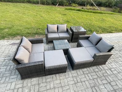 Fimous Garten Lounge Set Polyrattan Gartenmöbel Set mit Couchtisch