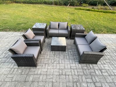 Fimous Polyrattan Gartenmöbel Set Patio Garten Lounge Set mit Couchtisch