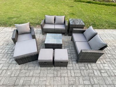 Fimous 8-Sitzer Polyrattan Gartenmöbel Set Im Freien mit Stuhl Beistelltische