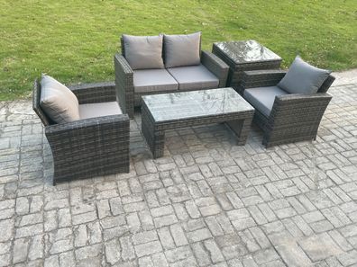 Fimous 4-Sitzer Polyrattan Gartenmöbel Set Garten Sofa Set mit Couchtisch