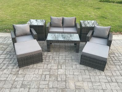 Fimous 8 PCS Garten Lounge Set Polyrattan Gartenmöbel Set