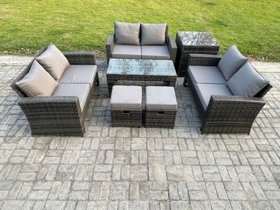 Fimous 7 PCS Garten Lounge Set Polyrattan Gartenmöbel Set mit Couchtisch