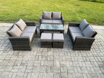 Fimous Lounge Poly Rattan Gartenmöbel Set fér den Garten mit Couchtisch