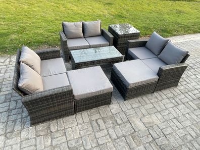 Fimous Lounge Poly Rattan Gartenmöbel Set Dunkelgrau Gemischt