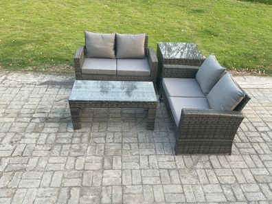 Fimous 4 Stécke Lounge Poly Rattan Gartenmöbel Set mit Sofa und Tisch fér den Garten