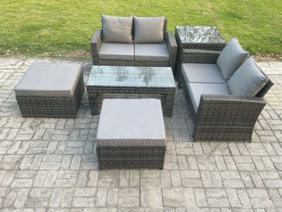 Fimous Hoher Récken Rattan Gartenmöbel Sets mit Couchtisch