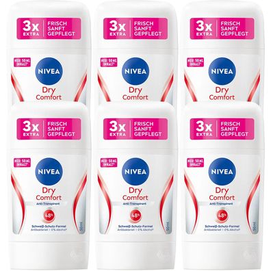 Nivea Dry Comfort Plus Anti Transpirant Deo Stick 50ml 6er Pack