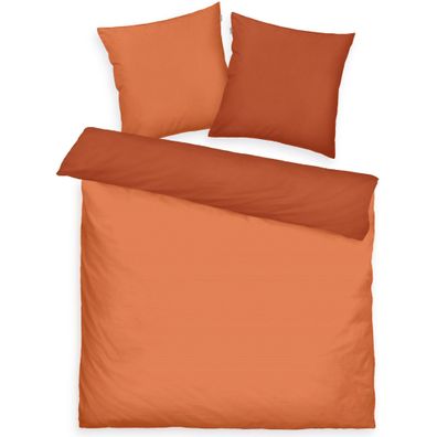 Tom Tailor Satin Wendebettwäsche Orange Dunkel 1x 220 x 200 cm + 2x 80 x 80 cm