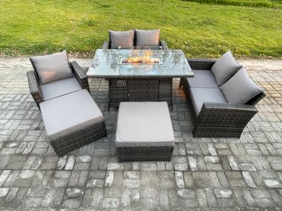 Fimous 7-Sitzer Polyrattan Gartenmöbel Set Garten Sofa im Freien Stuhl