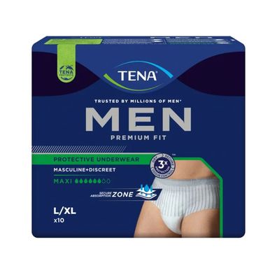 TENA Men Active Fit Pants Maxi Inkontinenzpants Gr. L/ XL | Packung (10 Stück)