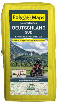 FolyMaps Motorradkarten Deutschland Süd - Set mit 8 Karten 1:250 000