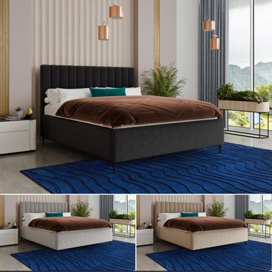 Bett mit Bettkasten SOHO Polsterbett inkl. Lattenrost mit Metallfüße Schlafzimmer