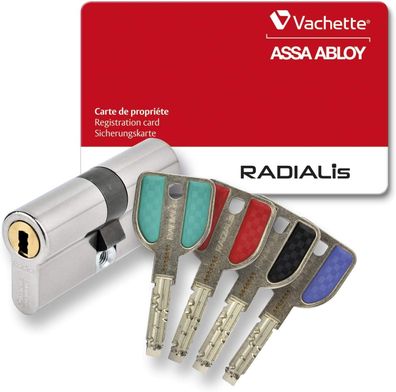 Vachette Radialis vernickelt 4 Schlüssel Sicherungskarte Profilzylinder Sicherheit
