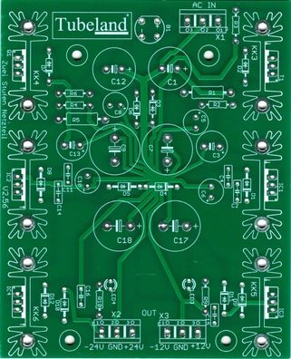 2 Stufen Netzteil + / -24V , + / -12V - Leiterplatte ohne Bauteile