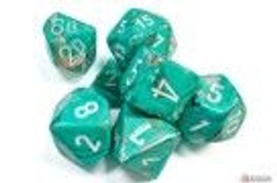 Marble Oxi-Copper/ white Polyhedral 7-Dice Set