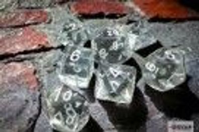 Translucent Clear/ white Polyhedral 7-Dice Set