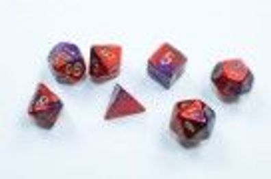 Gemini Mini-Polyhedral Purple-Red/ gold 7-Die Set