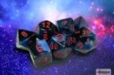 Gemini Mini-Polyhedral Black-Starlight/ red 7-Die Set