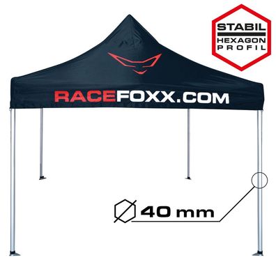 Racefoxx Falt Pavillon Zelt Motorsport 3x3m Standrohr 40mm wasserdicht Paddock