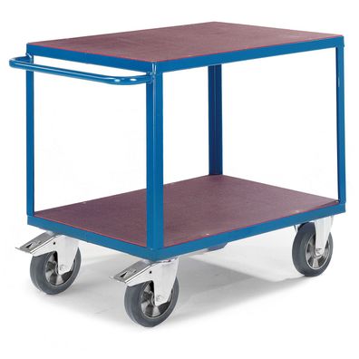 Rollcart Schwerer Tischwagen mit 2 Ladeflaechen aus Siebdruckplatten 1000x700mm