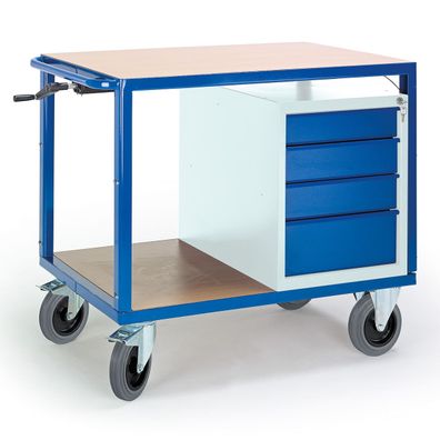 Rollcart Hoehenverstellbarer Tischwagen mit Schubladenschrank