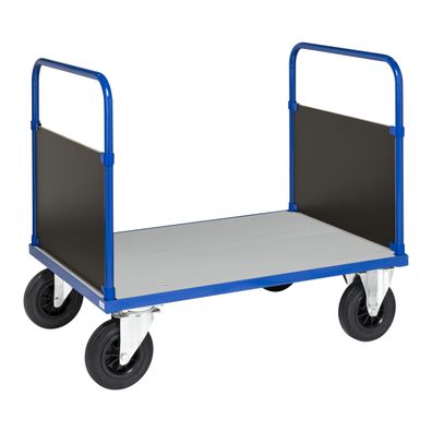 Kongamek Plattformwagen in blau 1000x700x900mm mit verzinkter Ladeflaeche, 2 Seitenw