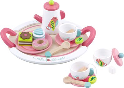 Tooky Toy Teeservice aus Holz Weiß/ Rosa 19-teilig
