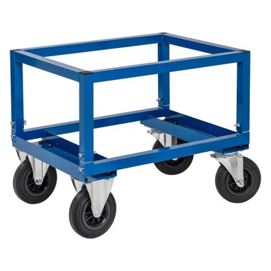 Kongamek Palettenwagen in blau 650mm hoch ohne Bremse fuer Halbpaletten 800x600mm