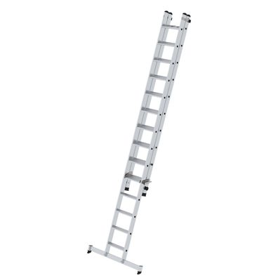 MUNK Stufen-Schiebeleiter mit nivello-Traverse 2-teilig 14 + 10 Stufen