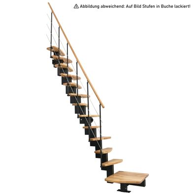 Minka Mittelholmtreppe Quatro Â¼-gewendelt in Buche auf Walnuss gebeizt, UK schwarz