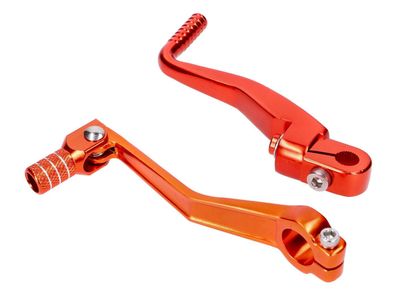 Schalthebel Kickstarter Set klappbar Aluminium orange eloxiert für Simson S50, ...