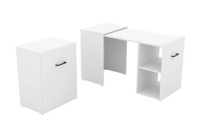 Schreibtisch ausziehbar 42 - 132 cm Smart Arbietstisch Weiß matt