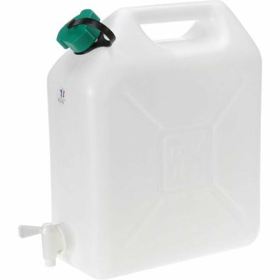 Wasserkanister 10 L (weiß/ transparent, mit Ablasshahn)