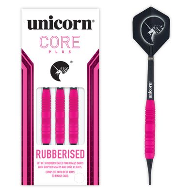 Unicorn Core Plus Rubberised Pink Brass Soft Darts, 1 Satz / 17 Gr.