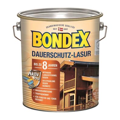 BONDEX Dauerschutz- LASUR - 4 LTR Wetterschutzlasur Fenster & Türenlasur