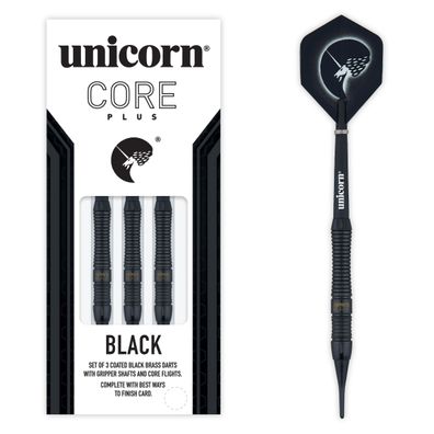 Unicorn Core Plus Black Brass Soft Darts, 1 Satz / 16 Gr.
