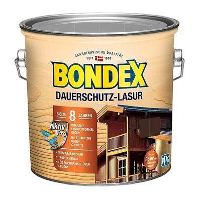 BONDEX Dauerschutz-Lasur 2.5 LTR Wetterschutzlasur Fensterlasur Türenlasur