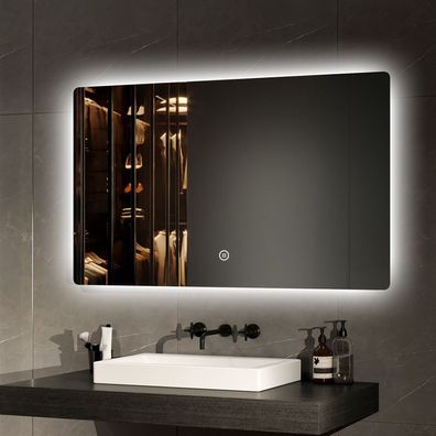 EMKE® LED Badspiegel Badezimmerspiegel Mit Beleuchtung Wandspiegel 100x60cm