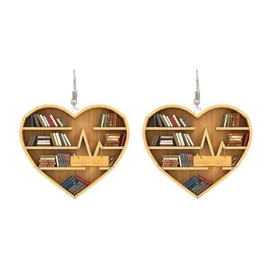 Buchliebhaber-Herz-Bibliothekar-Ohrring, Geschenk fér Mädchen, 1 Paar niedliche Anhän
