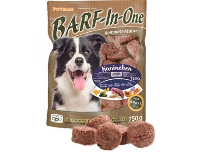 Petman BARF-In-One Kaninchen Hundefutter 750 g (Inhalt Paket: 19 Stück)