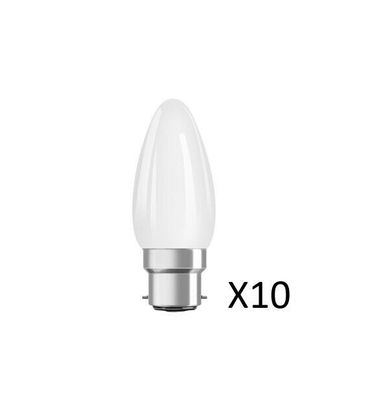 10 Stück Osram LED Kerzenlampen 5W(40W) 827 470lm Dim Matt B22d