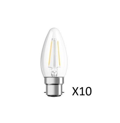 10 Stück Osram LED Kerzenlampen 4W(40W) 827 470lm Klar B22d
